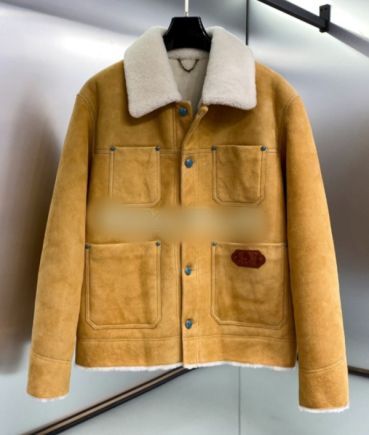 루이비통 남성 카키 가죽 자켓 - Louis vuitton Mens Khaki Jackets 