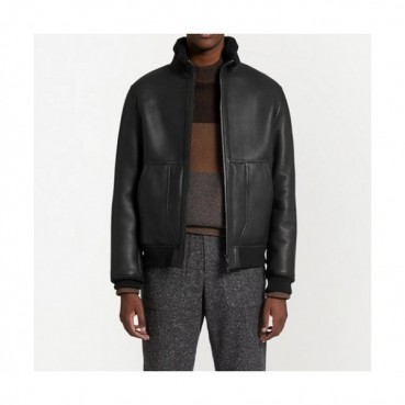 Ermenegildo Zegna  Mens Business Leather Jackets Black - 에르메네질도 제냐 2021 남성 비지니스 가죽 자켓 Zeg0319x Size(m 