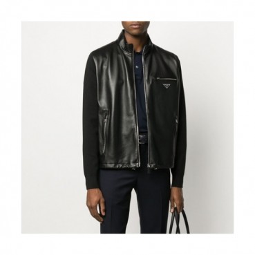 Prada Mens Logo Casual Leather Jacket Black - 프라다 2021 남성 로고 캐쥬얼 가죽 자켓 Pra02491x Size(m 