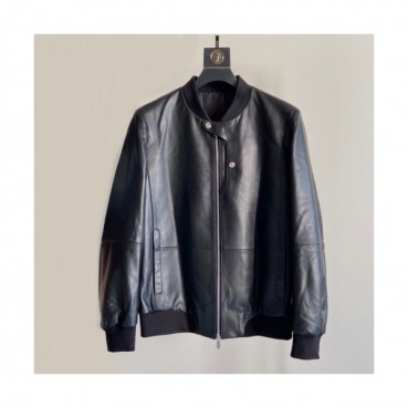 Hermes  Mens Leather Jacket Black - 에르메스 남성 가죽 자켓 