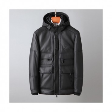 Moncler Mens Patch Logo Modern Leather Jackets Black - 몽클레어 2021 남성 패치 로고 모던 가죽 자켓 Moc02397x Size(m 