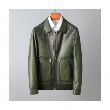 Louis vuitton  Mens Logo Leather Jackets Green - 루이비통 2021 남성 로고 가죽 자켓 Lou03776x Size(m 