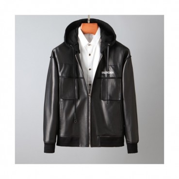 Balenciaga  Mens Logo Casual Leather Jackets Black - 발렌시아가 2021 남성 로고 캐쥬얼 가죽 재킷 Bal01236x Size(m 