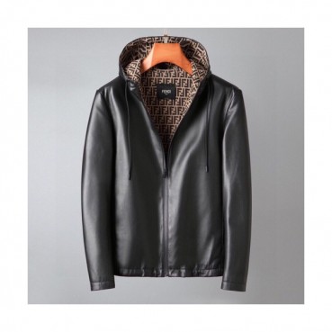 Fendi  Mens Casual Leather Jackets Black - 펜디 2021 남성 캐쥬얼 가죽 자켓 Fen01097x Size(m 