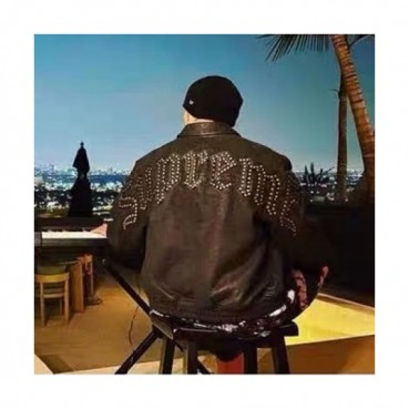 Supreme  Mens Camo Leather Jackets Black - 슈프림 2021 카모 가죽 자켓 Sup0135x Size(m 