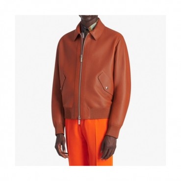 Berluti  Mens Casual Leather Jackets Orange - 벨루티 2021 남성 캐쥬얼 가죽 자켓 Ber0049x Size(m 