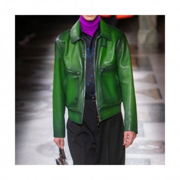Berluti  Mens Casual Leather Jackets Green - 벨루티 2021 남성 캐쥬얼 가죽 자켓 Ber0047x Size(m 