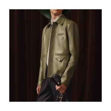 Louis vuitton  Mens Logo Leather Jackets Green - 루이비통 2021 남성 로고 가죽 자켓 Lou03535x Size(m 