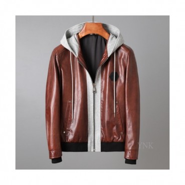 Philipp Plein Mens Leather Jacket - 필립플레인 2020 남성 베이직 가죽 자켓 Phi0134x.Size(m 