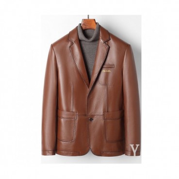 Prada 2020 Mens Logo Casual Leather Jacket - 프라다 2020 남성 로고 캐쥬얼 가죽 자켓 Pra01172x.Size(m 