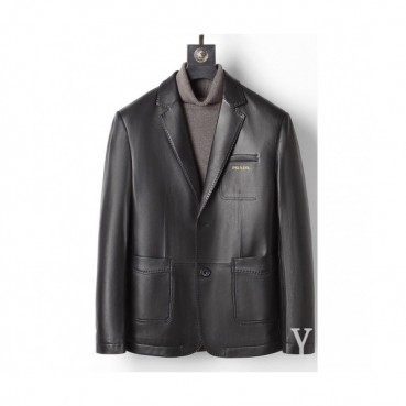 Prada 2020 Mens Logo Casual Leather Jacket - 프라다 2020 남성 로고 캐쥬얼 가죽 자켓 Pra01171x.Size(m 