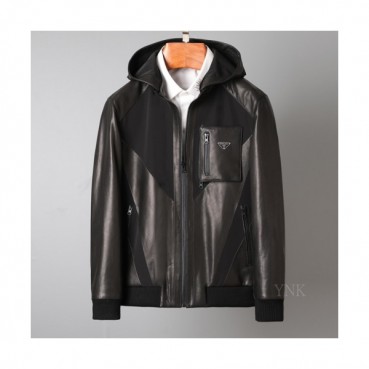 Prada 2020 Mens Logo Casual Leather Jacket - 프라다 2020 남성 로고 캐쥬얼 가죽 자켓 Pra01167x.Size(m 