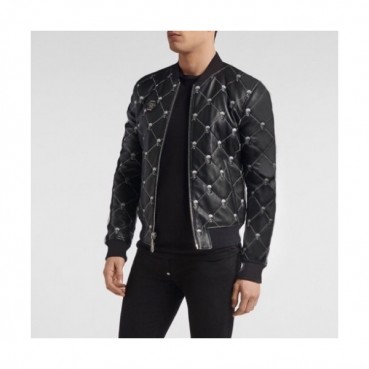 Philipp Plein Mens Leather Jacket - 필립플레인 2020 남성 베이직 가죽 자켓 Phi0130x.Size(m 