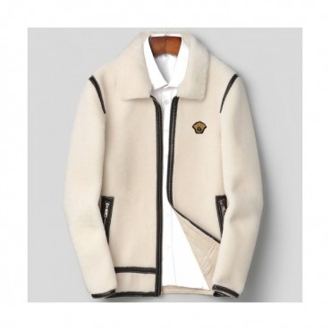 Versace 2019 Mens Logo Flannel Leather Jacket- 베르사체 2019 남성 로고 플란넬 가죽 자켓 Ver0382x.Size(m 