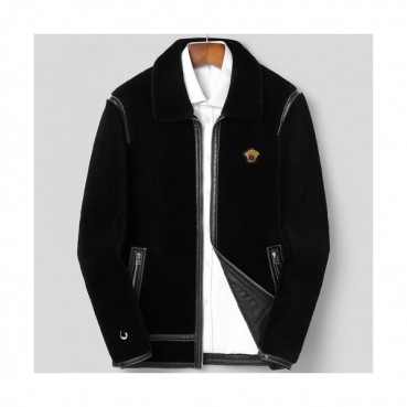 Versace 2019 Mens Logo Flannel Leather Jacket- 베르사체 2019 남성 로고 플란넬 가죽 자켓 Ver0381x.Size(m 