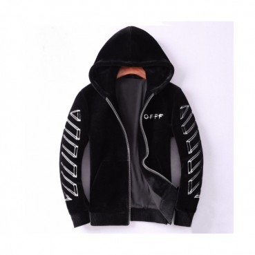 Off-white 2019 Mens Logo Mink Leather Jacket 