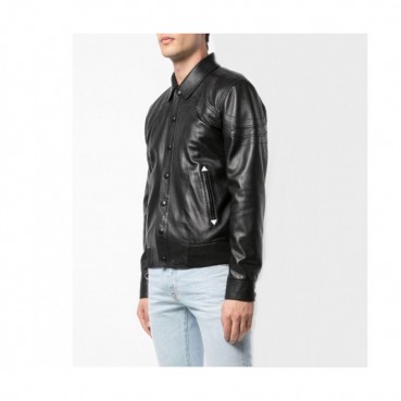 [1:1]Saint Laurent 2019 Mens Leather Jacket - 입생로랑  2019 남성스타디움 울 블루종 Ysl0077x.Size(m 
