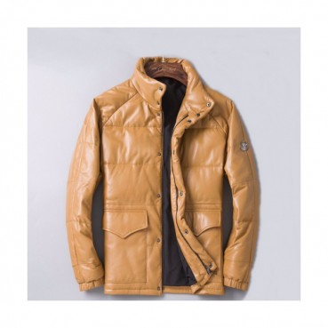 Moncler 2019 Mens Logo Casual Duck Down Leather Jacket - 몽클레어 2019 남성 로고 캐쥬얼 오리털 가죽 자켓 Moc0906x,Size(m 
