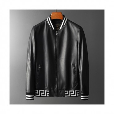 Versace 2019 Logo Mens Casual Leather Jacket - 베르사체 2019 남성 캐쥬얼 가죽 자켓 Ver0311x.Size(m 