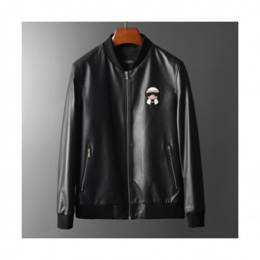 Fendi 2019 Mens Casual Zip-up Leather Jacket 