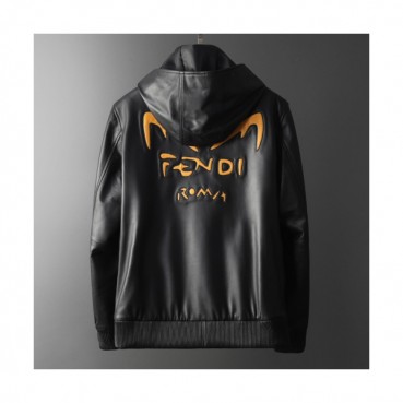 Fendi 2019 Mens Casual Zip-up Leather Jacket 