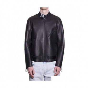 Off-white 2019 Mens Logo Leather Jacket 