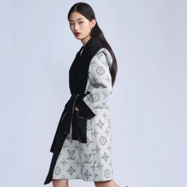 루이비통 여성 양면 롱 후드 랩 코트 - Louis vuitton Womens Long Hooded Wrap Coat 