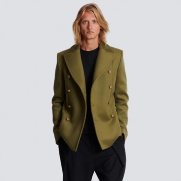 발망 남성 그린 코트 - Balmain Mens Green Coats 