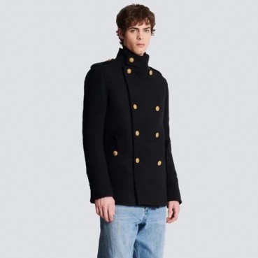 발망 남성 블랙 코트 - Balmain Mens Black Coats 