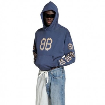 발렌시아가 남성 네이비 후드티 - Balenciaga Mens Navy Hoodie 