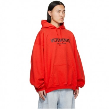 베트멍 남/녀 레드 후드티 - Vetements Unisex Red Hoodie 