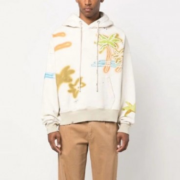 팜 엔젤스 남성 아이보리 후드티 - Palm Angels Mens Ivory Hoodie 