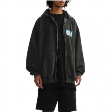 베트멍 남성 다크 그레이 집업 후드티 - Vetements Mens Dark