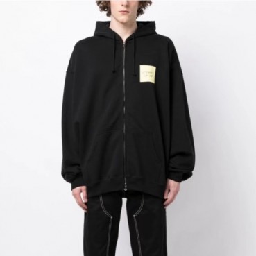 베트멍 남성 블랙 집업 후드티 - Vetements Mens Black Hoodie 