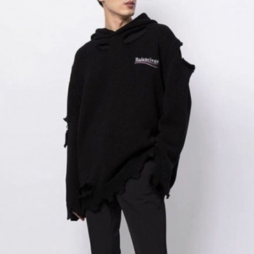 발렌시아가 남/녀 블랙 후드티 - Balenciaga Unisex Black Hoodie 