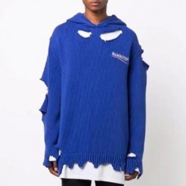 발렌시아가 남/녀 블루 후드티 - Balenciaga Unisex Blue Hoodie 