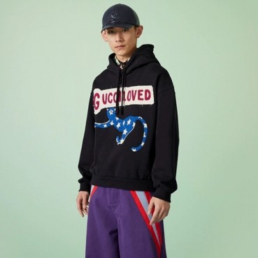 구찌 남/녀 트렌디 블랙 후드티 -  Gucci Unisex Black Hoodie 