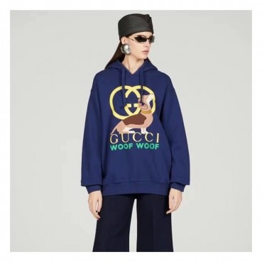 구찌 남/녀 트렌디 블루 후드티 -  Gucci Unisex Blue Hoodie 