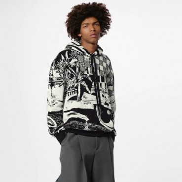루이비통 남성 블랙 후드티 - Louis vuitton Mens Black Hoodie 
