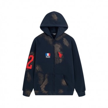 발렌시아가 남/녀 네이비 집업 후드티 - Balenciaga Unisex Navy Hoodie 