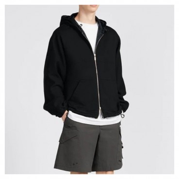 디올 남자 블랙 집업 양면 후드티 - Dior Mens Black Hoodie 