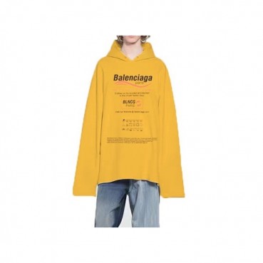 발렌시아가 남/녀 캐쥬얼 옐로우 후드티 - Balenciaga Unisex Yellow Hoodie 