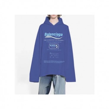 발렌시아가 남/녀 캐쥬얼 블루 후드티 - Balenciaga Unisex Blue Hoodie 