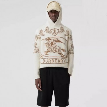 버버리 남성 클래식 아이보리 후드니트 - Burberry Mens Ivory Hoodie 