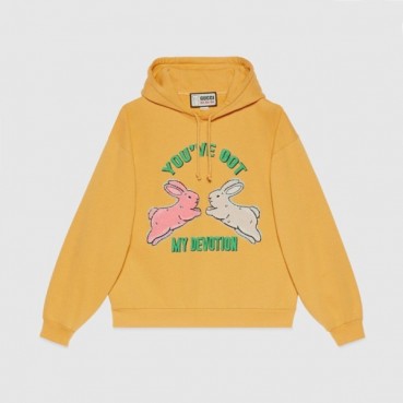 구찌 남/녀 트렌디 옐로우 후드티 -  Gucci Unisex Yellow Hoodie 