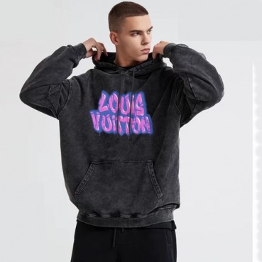 루이비통 남자 베이직 블랙 후드티 - Louis vuitton Mens Black Hoodie 
