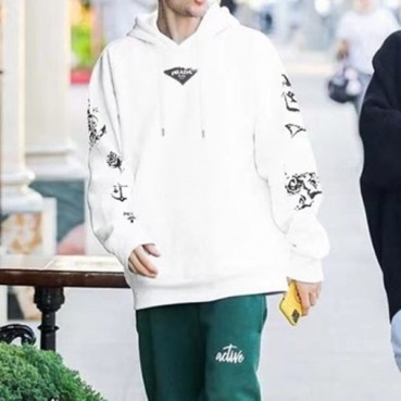 프라다 남성 캐쥬얼 화이트 후드티 - Prada Mens White Hoodie 