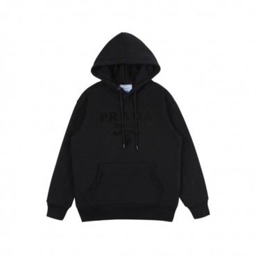 프라다 남/녀 캐쥬얼 블랙 후드티 - Prada Unisex Black Hoodie 