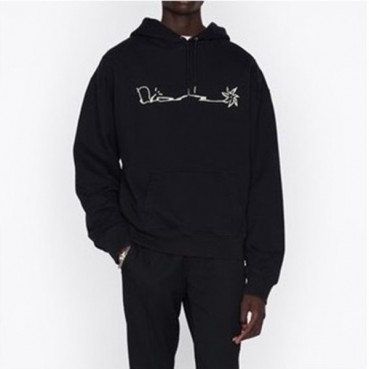 디올 남자 베이직 블랙 후드티 - Dior Mens Black Hoodie 