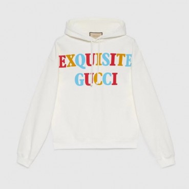 구찌 남/녀 트렌디 화이트 후드티 -  Gucci Unisex White Hoodie 